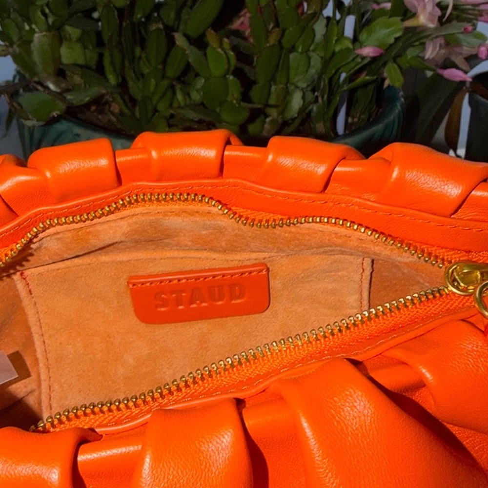 ‼️ NEW Staud Orange Leather Bean Shoulder Bag - Picture 11 of 12